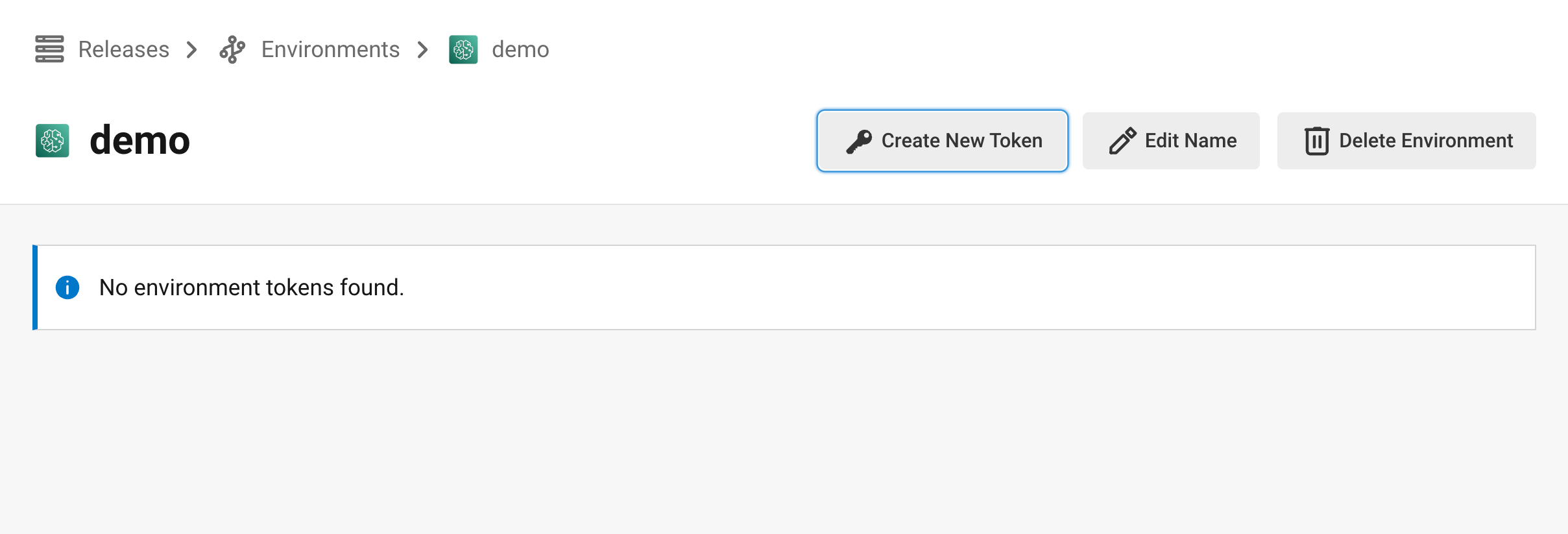 Screenshot showing create new token button