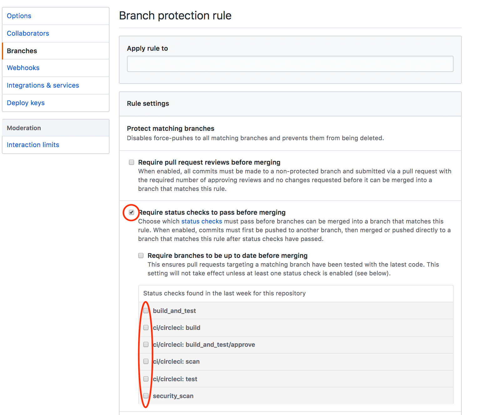 GitHub ジョブステータス キーの選択の解除