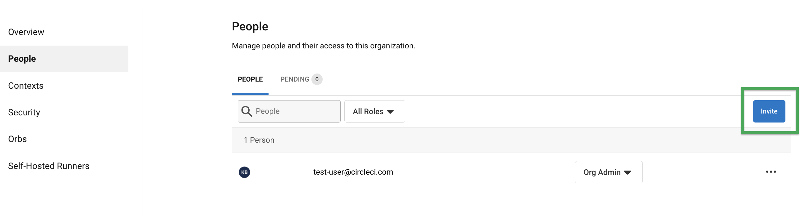People section under Organization Settings