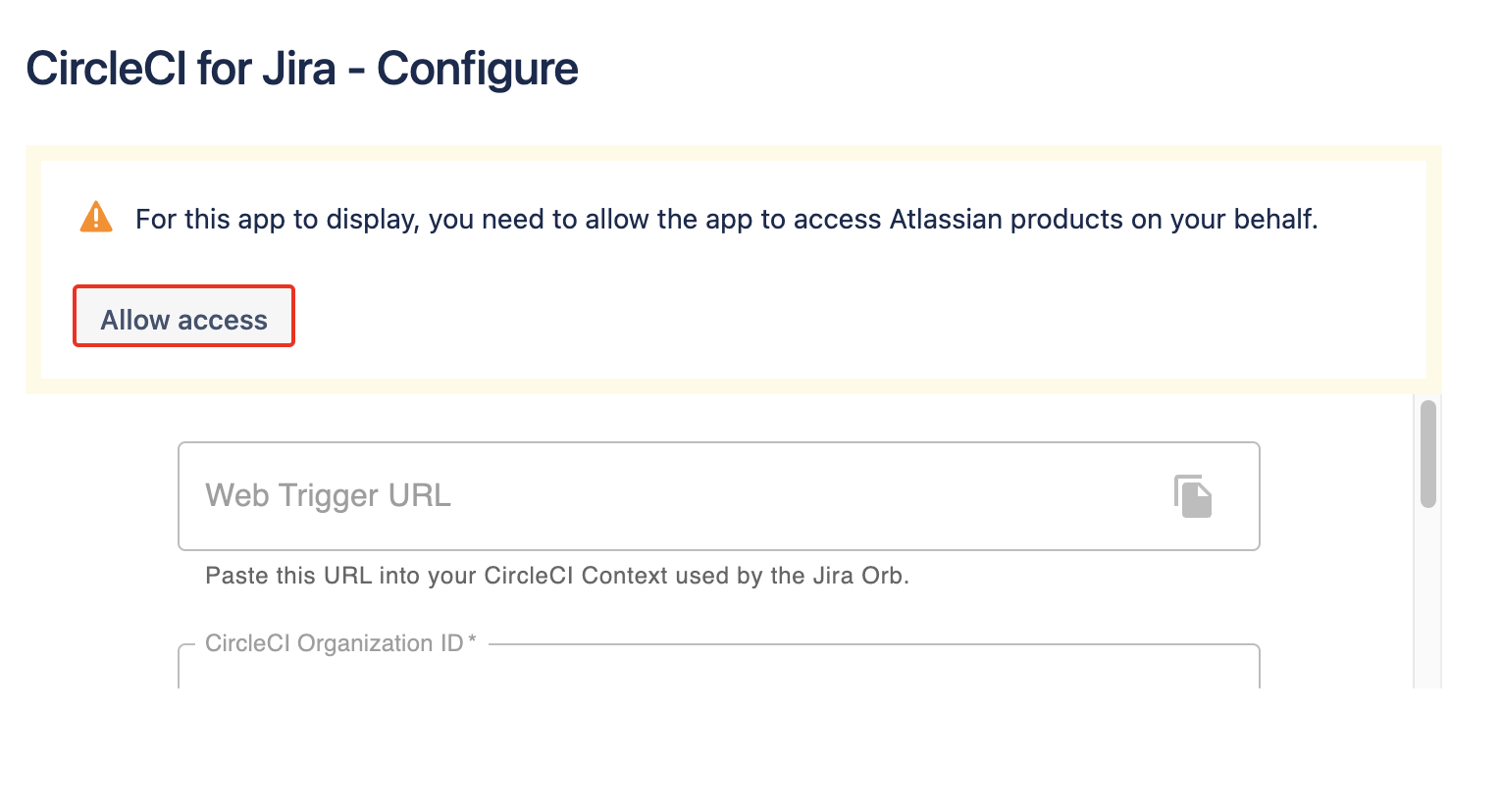 Allow the app access to Atlassian on your behalf