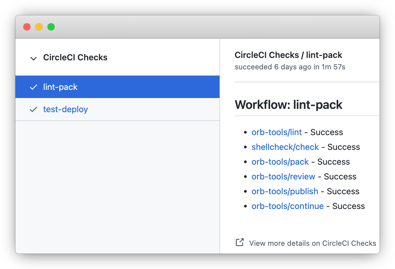 プルリクエストに対して GitHub Checks API から返された Orb のテスト結果レポート