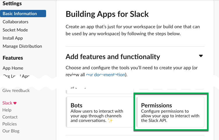 Slack app Permissions