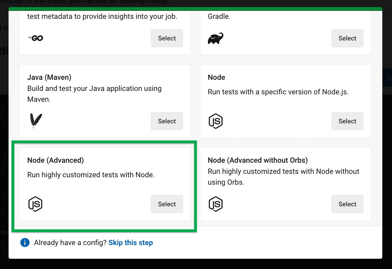 Sample config for Node