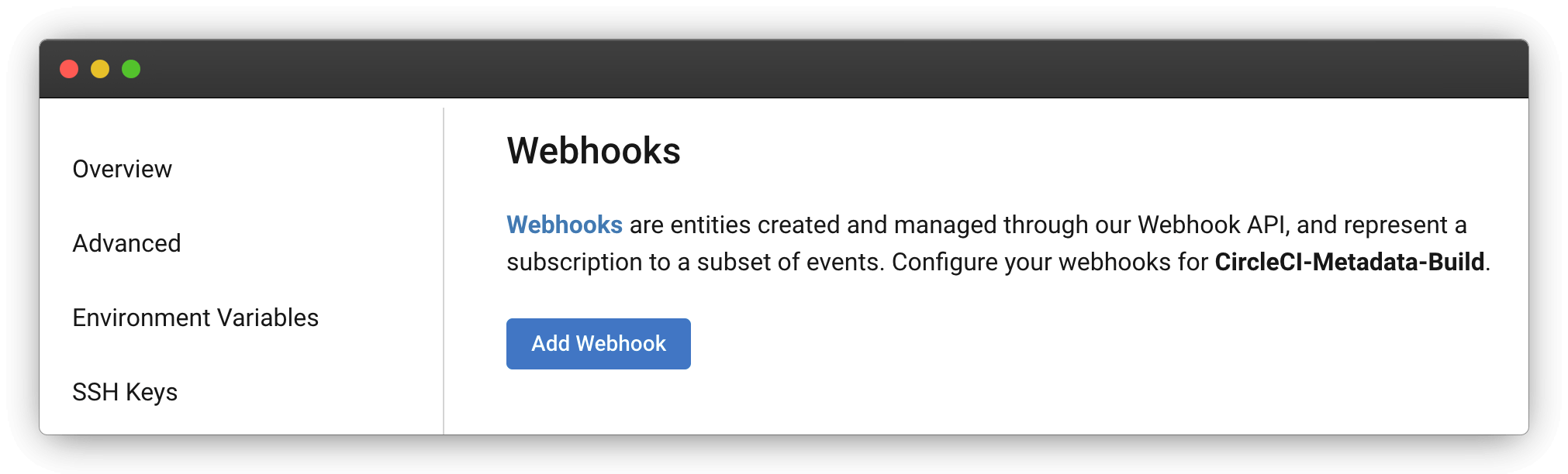 Setup webhooks on CircleCI