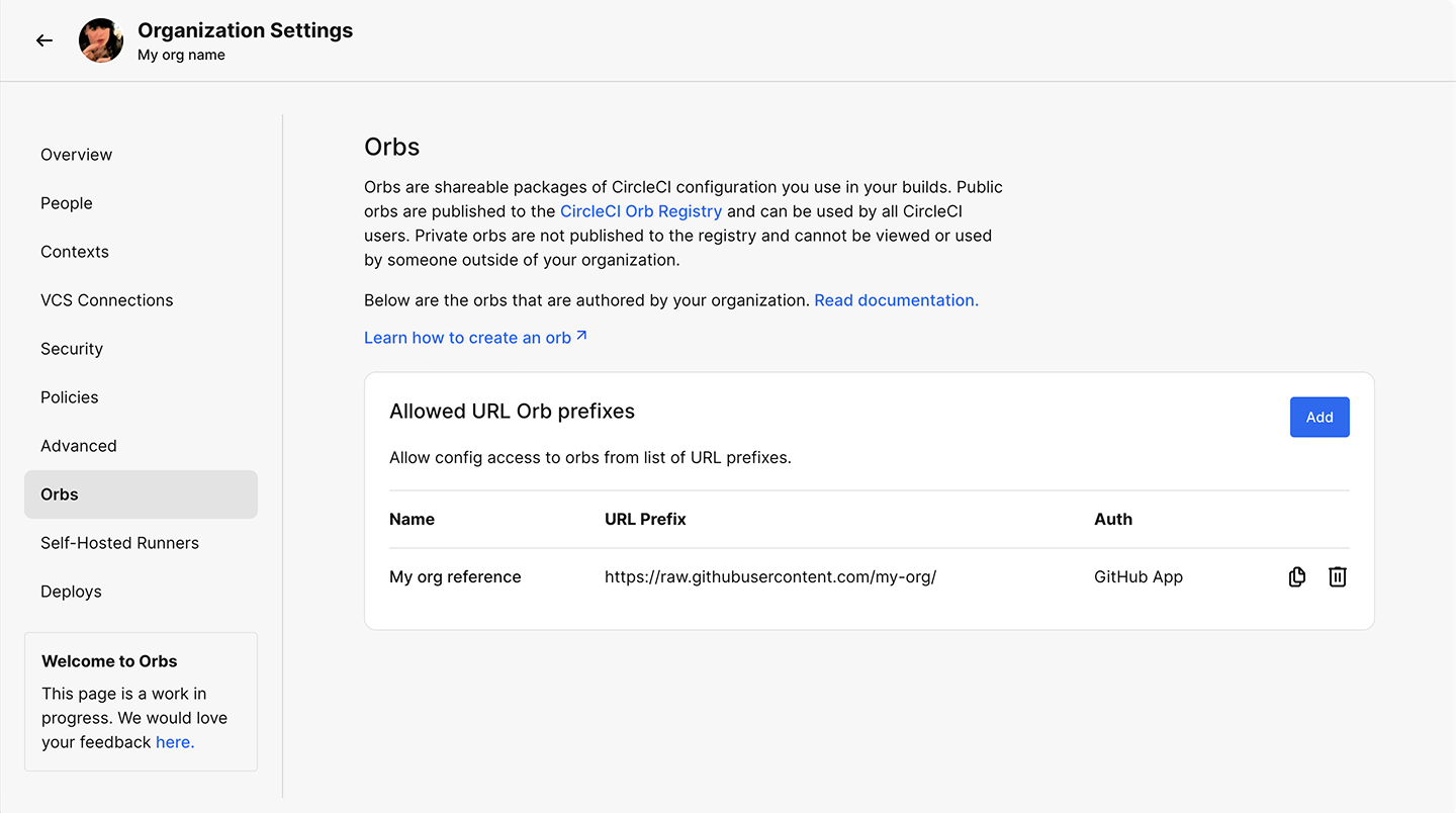Allow-list in Organization settings > Orbs