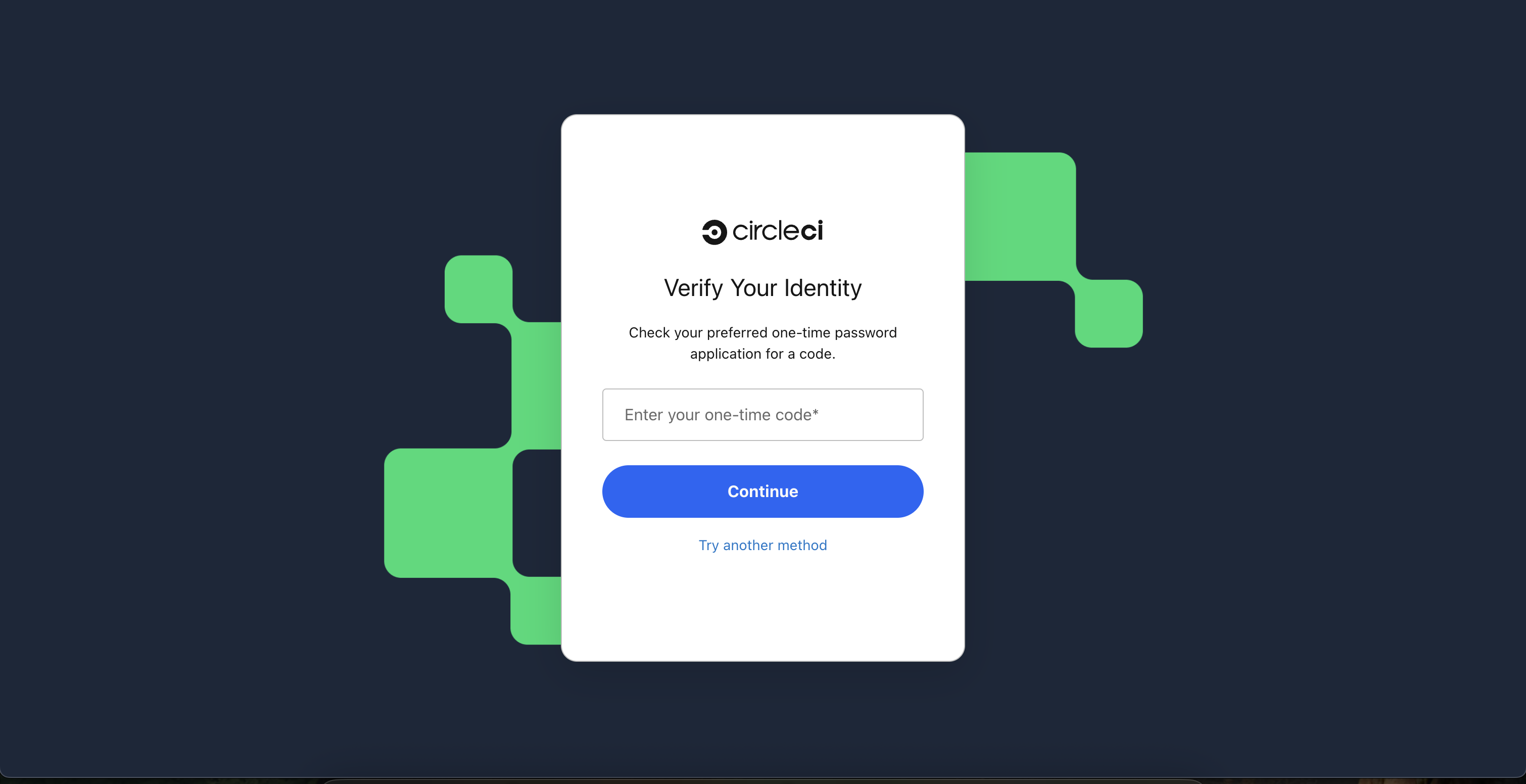 Login page with request for OTP