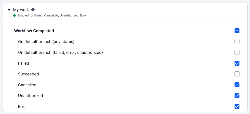 Screenshot showing how to change which notifications to receive