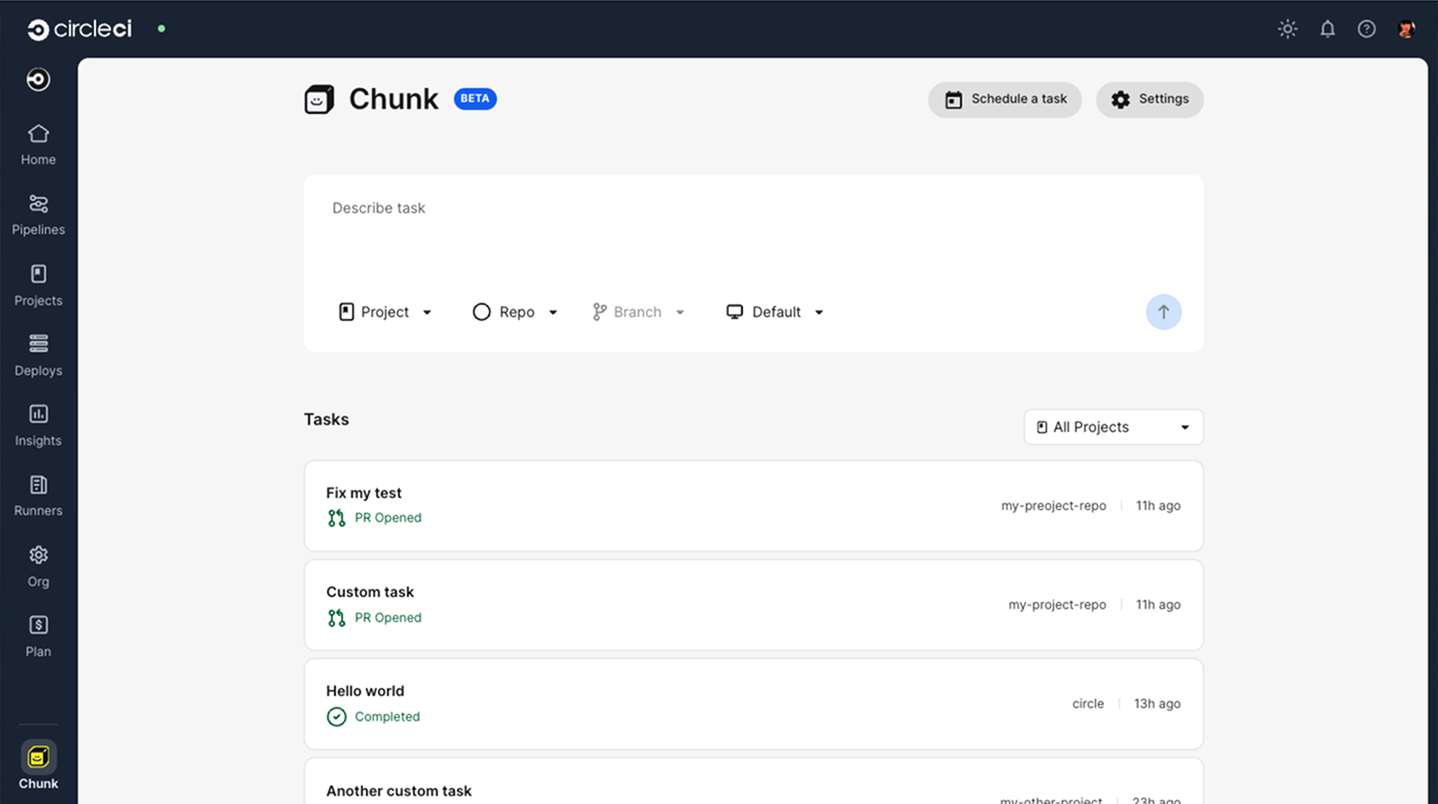 Chunk chat interface