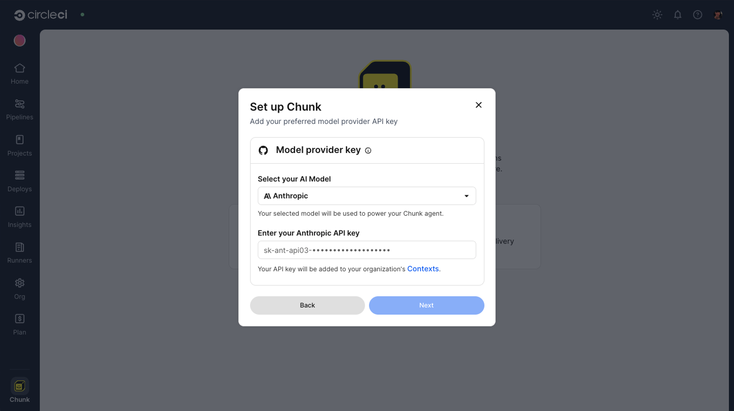 Set up your model provider API key