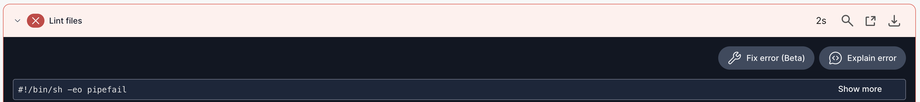 Fix error (Beta) button in step output