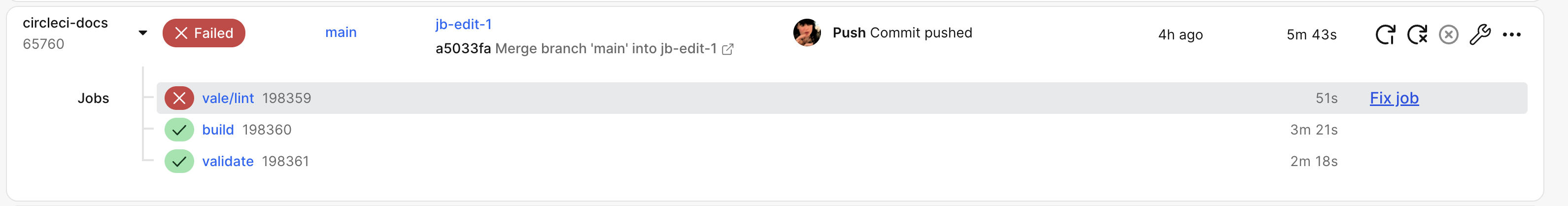 Fix job (Beta) button on hover in the pipeline list