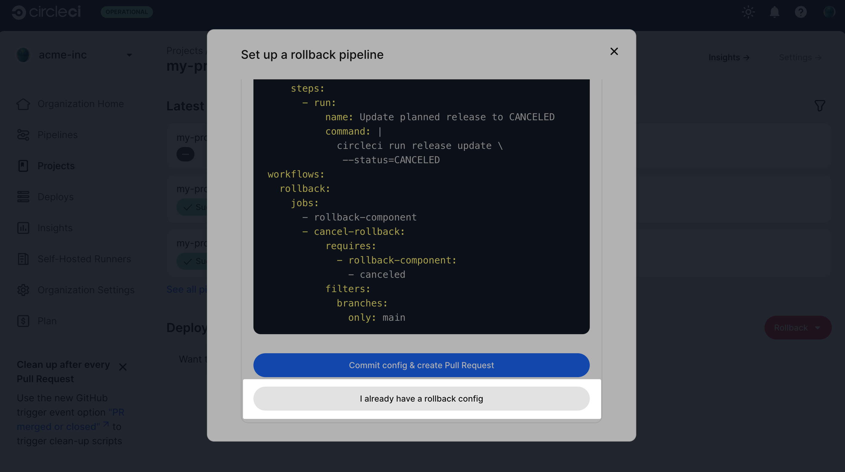 Already have config button