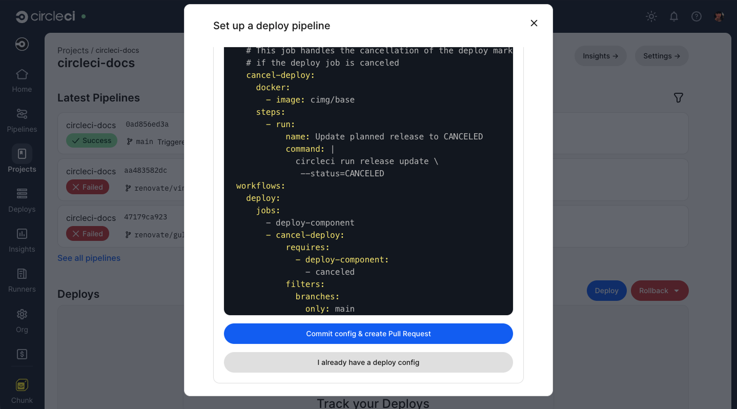 Commit config button