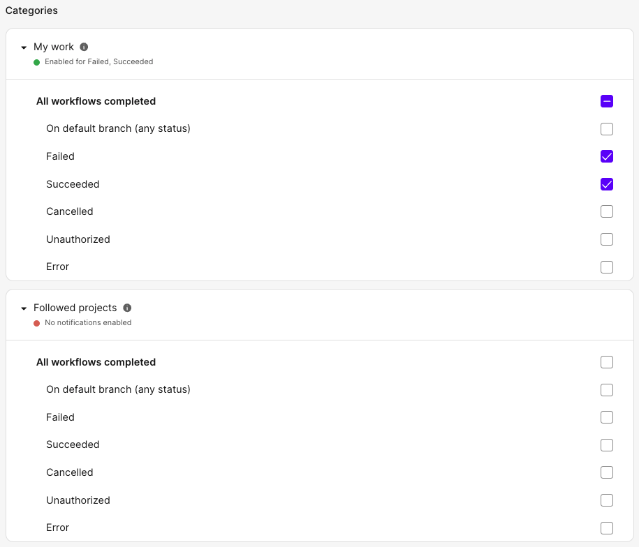 Screenshot showing how to change which notifications to receive
