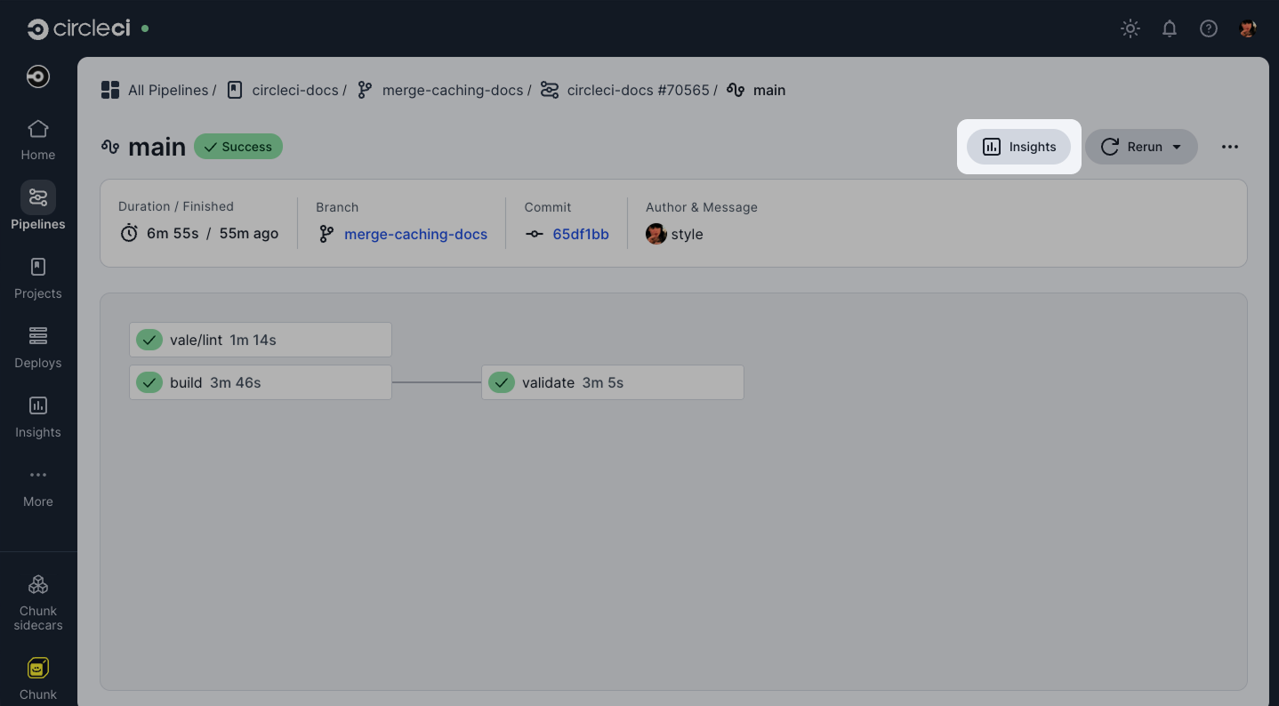 Access insights from a workflow in the CircleCI web app