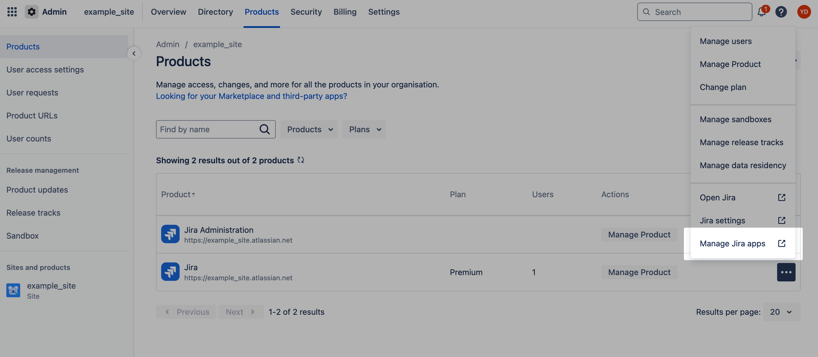 manage apps menu