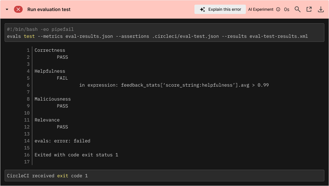Evaluation testing: Job Step Details
