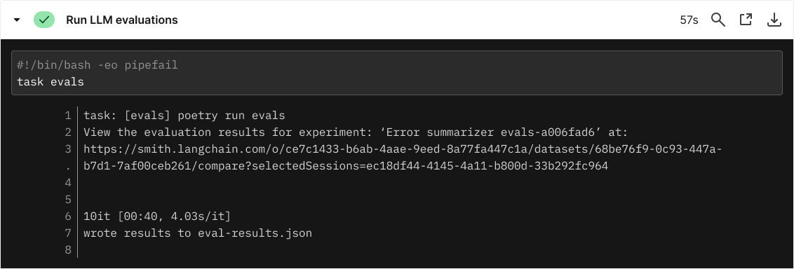 Evaluations Job Step Details: Task Evals
