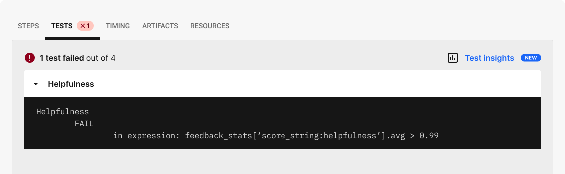 Evaluation testing: Test Failure Details