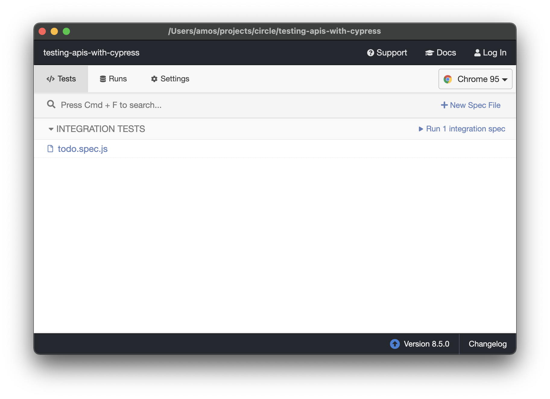 Cypress ダッシュボード